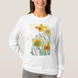 Geel Daffodil aquarel art womens T Shirt