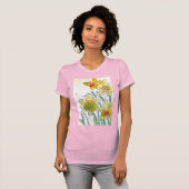 Geel Daffodil aquarel kunst Meisjes T Shirt roze (Voorkant volledig)