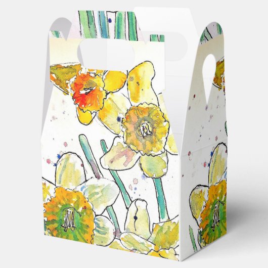 Geel Daffodil bloem Waterverf Verjaardag Bedankdoosjes (Geopend)