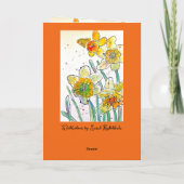 Geel Daffodil bloem Waterverf Verjaardag Kaart (Achterkant)