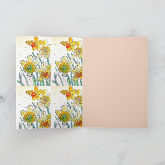 Geel Daffodil bloem Waterverf Verjaardag Kaart (Binnen)