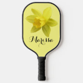 Geel Daffodil Bloom Script Naam Pickleball Paddle (Voorkant)