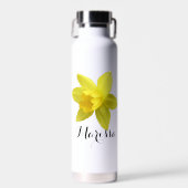 Geel Daffodil Bloom Script Naam Waterfles (Voorkant)