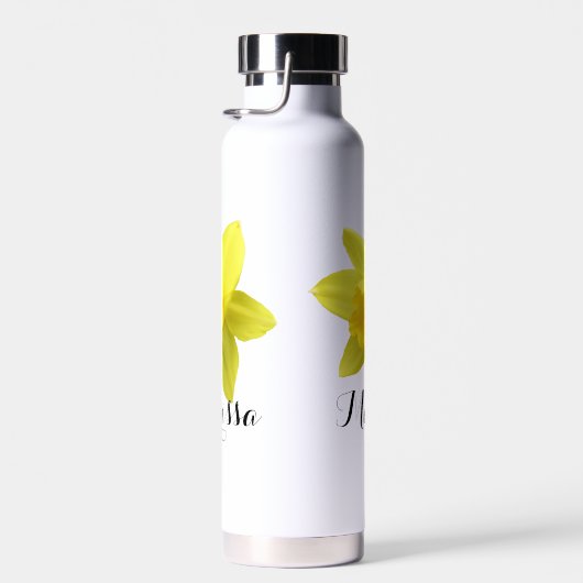 Geel Daffodil Bloom Script Naam Waterfles (Rechts)