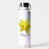 Geel Daffodil Bloom Script Naam Waterfles (Achterkant)