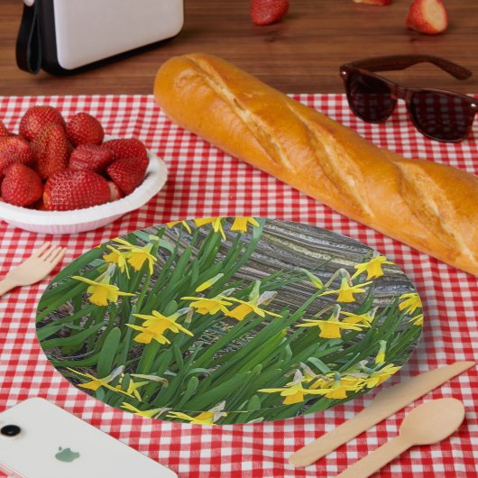 Geel Daffodil Blooms Floral Papieren Bordje (Picknick)