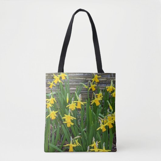 Geel Daffodil Blooms Floral Tote Bag (Voorkant)
