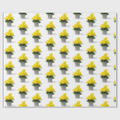 Geel Daffodil Bouquet in Tin Cup Cadeaupapier (Vlak)