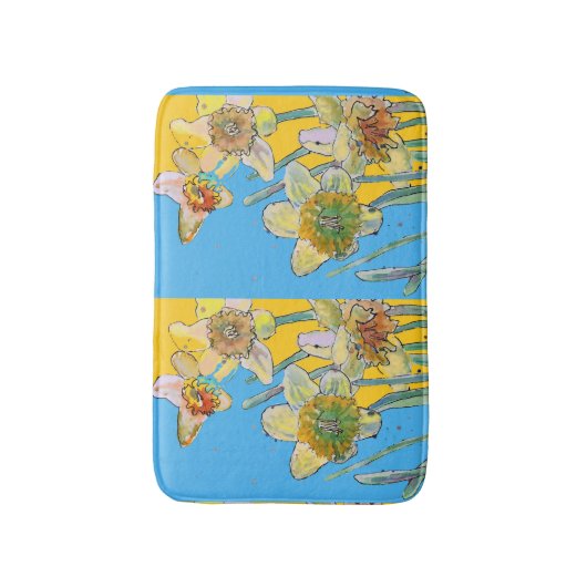 Geel Daffodil daffodil bloemflorale Bath Mat (Voorkant Verticaal)