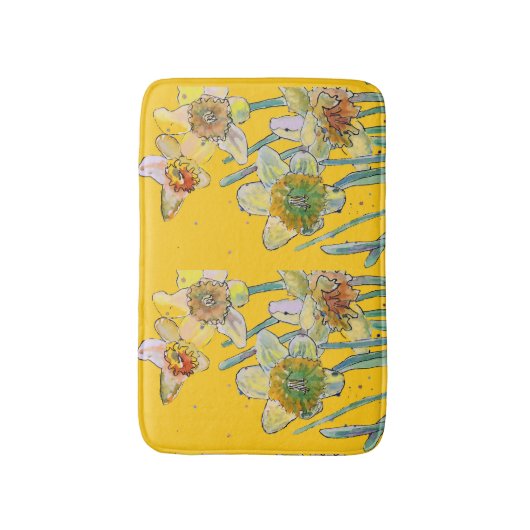 Geel Daffodil daffodil bloemflorale Bath Mat (Voorkant Verticaal)