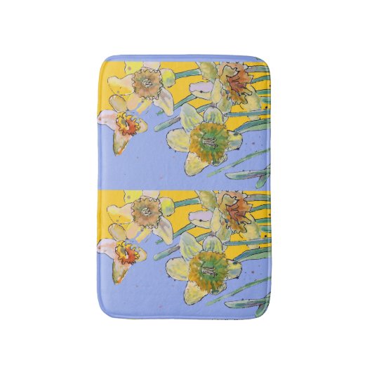 Geel Daffodil daffodil bloemflorale Bath Mat (Voorkant Verticaal)
