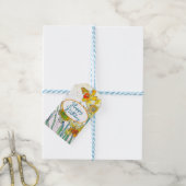 Geel Daffodil Daffodils bloem Waterverf Cadeaulabel (Met Touw)