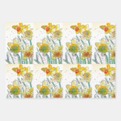 Geel Daffodil Daffodils bloem Waterverf Inpakpapier Vel (Voorkant 3)