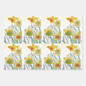 Geel Daffodil Daffodils bloem Waterverf Inpakpapier Vel (Voorkant 3)
