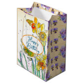 Geel Daffodil Daffodils bloem Waterverf Medium Cadeauzakje (Voorkant Gekanteld)