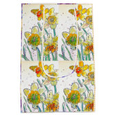 Geel Daffodil Daffodils bloem Waterverf Medium Cadeauzakje (Achterkant)