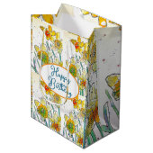 Geel Daffodil Daffodils bloem Waterverf Medium Cadeauzakje (Voorkant Gekanteld)