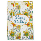 Geel Daffodil Daffodils bloem Waterverf Medium Cadeauzakje (Voorkant)