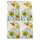 Geel Daffodil Daffodils bloem Waterverf Medium Cadeauzakje (Achterkant)