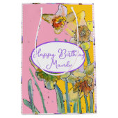 Geel Daffodil Daffodils bloem Waterverf Vrouwen Medium Cadeauzakje (Voorkant)