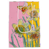 Geel Daffodil Daffodils bloem Waterverf Vrouwen Medium Cadeauzakje (Achterkant)