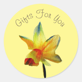 Geel daffodil design Gift business branding Ronde Sticker