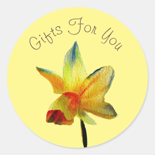 Geel daffodil design Gift business branding Ronde Sticker (Voorkant)
