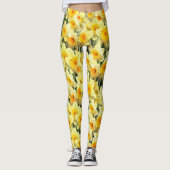 Geel Daffodil Floral Leggings (Voorkant)
