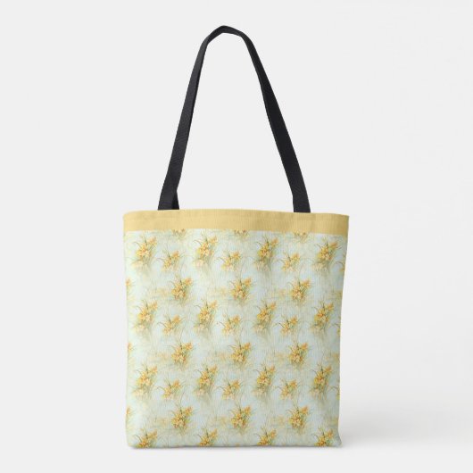  geel Daffodil Floral Tote Bag (Achterkant)
