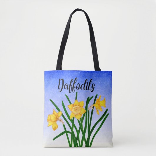 Geel Daffodil Floral Waterverf Tas Ba (Voorkant)