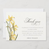 Geel Daffodil Floral Waterverf Vrijgezellenfeest Bedankkaart (Voorkant)