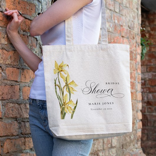 Geel Daffodil Floral Waterverf Vrijgezellenfeest Tote Bag