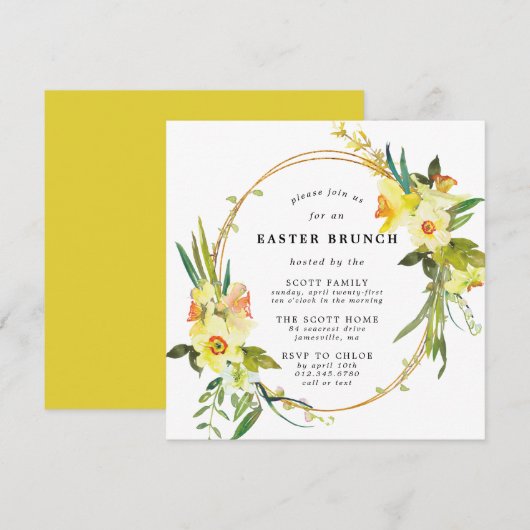 Geel Daffodil Paasbraweplein Kaart (Voorkant / Achterkant)