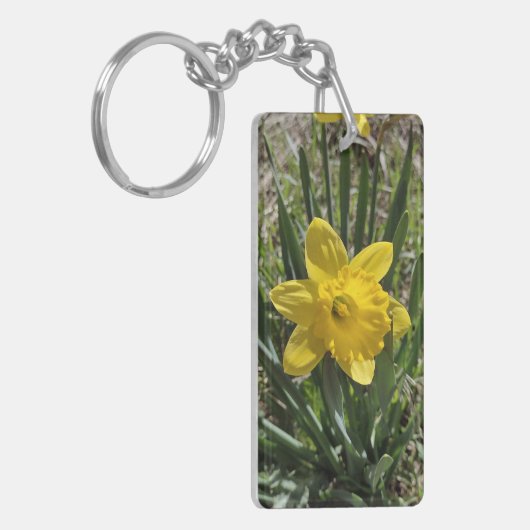 Geel Daffodil Plant Sleutelhanger (Voorkant Links)