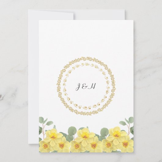 GEEL DAFFODIL WATERVERF WEDDING INVITATIE KAART (Achterkant)