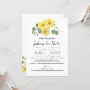GEEL DAFFODIL WATERVERF WEDDING INVITATIE KAART