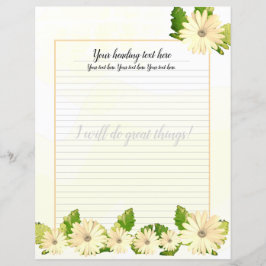 Geel dagboek met Floral-gelinkt schrijfpapier