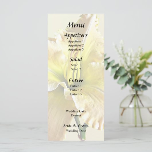 Geel Daglel Huwelijksbenodigdheden Menu (Staand voorkant)