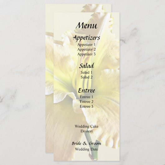 Geel Daglelige Trouwbenodigdheden Menu (Voorkant / Achterkant)