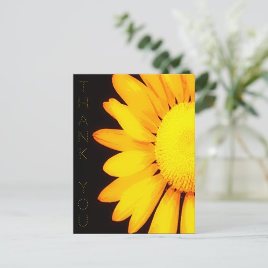 Geel Daisy Bloem Bloemen Kunstwerk Dank u Briefkaart (Staand voorkant)