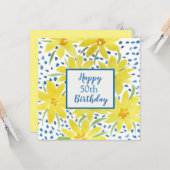 Geel Daisy Boeket Custom Jaar Verjaardag Kaart (Voorkant / Achterkant in situ)