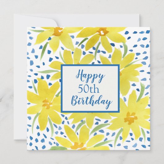 Geel Daisy Boeket Custom Jaar Verjaardag Kaart (Voorkant)