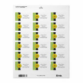 Geel Daisy bruiloft adres label (Full Sheet)