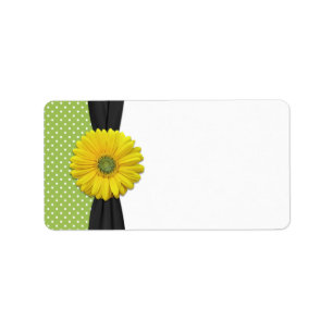 Geel Daisy Bruiloft Leeg Adres Label
