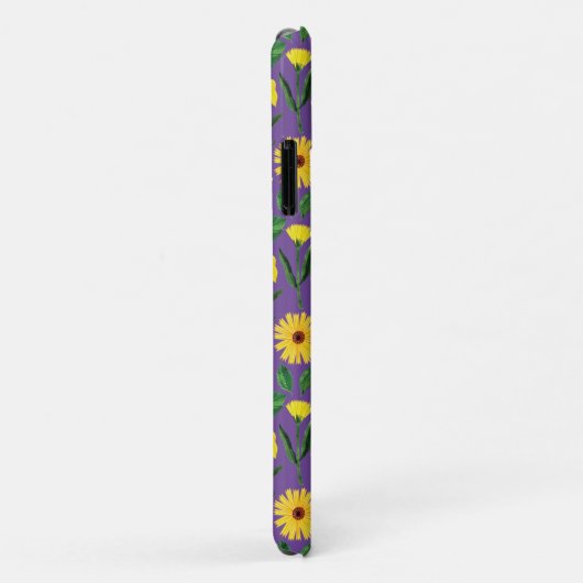 geel daisy design op paars Case-Mate iPhone case (Achterkant/rechts)