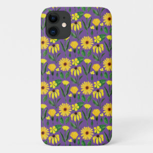 geel daisy design op paars Case-Mate iPhone case