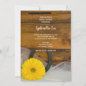 Geel Daisy en Hoefijzer Western Vrijgezellenfeest Kaart (Voorkant)