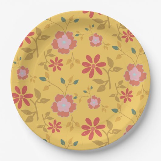  geel Daisy Floral Papieren Bordje (Voorkant)