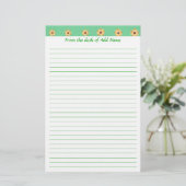 Geel Daisy Flower Pattern Green Lined Stationery Briefpapier (Staand voorkant)