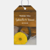 Geel Daisy Hoefijzer Westerne bruiloft voor Labels Cadeaulabel (Voorkant)